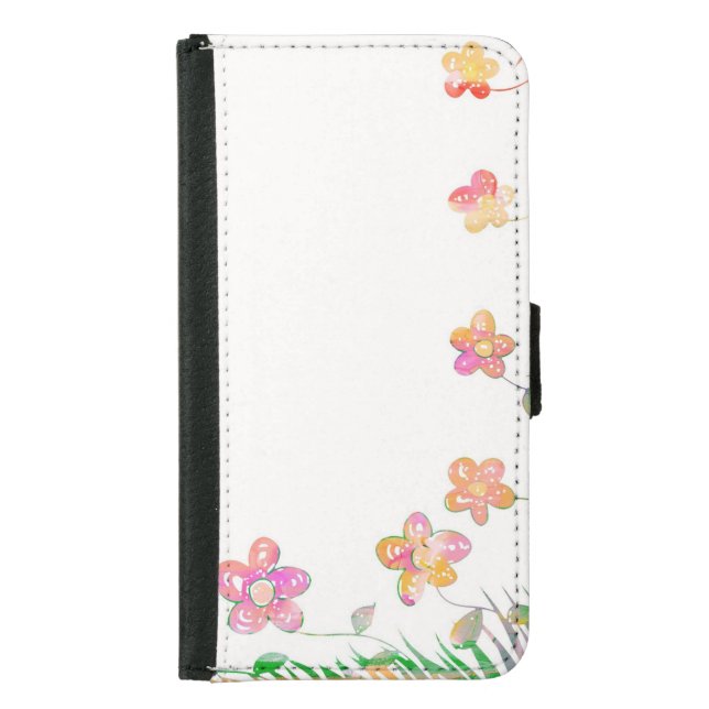 Whimsical Pastel Flower Samsung Galaxy Wallet Case (Front)