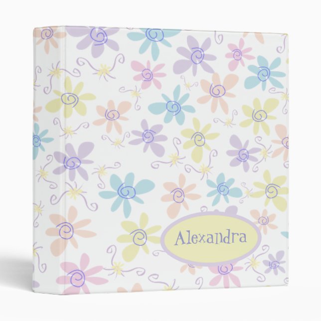Whimsical Pastel Flowers Binder (Front/Spine)