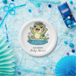 Whimsical Pastel Frog Baby Shower Paper Plates