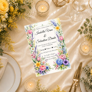 Whimsical Pastel Garden Floral Wedding Invitation