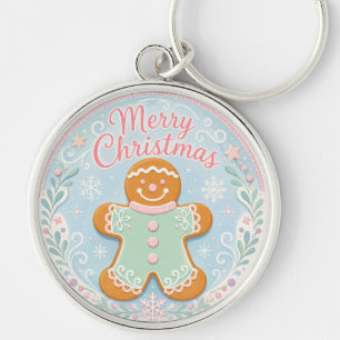 Whimsical Pastel Gingerbread Man Keychain