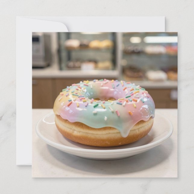 Whimsical Pastel Glass Glaze Donut   Card (Front)