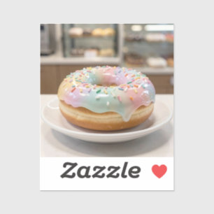 Whimsical Pastel Glass Glaze Donut Glossy Sticker