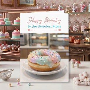 Whimsical Pastel Glass Glaze Donut Mom's Birthday Card