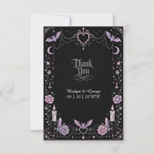 Whimsical Pastel Gothic Kawaii Wedding Thank You Card