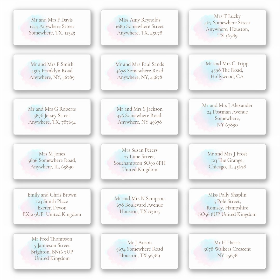 Whimsical Pastel Guests Individual Names Addresses Sticker Zazzle