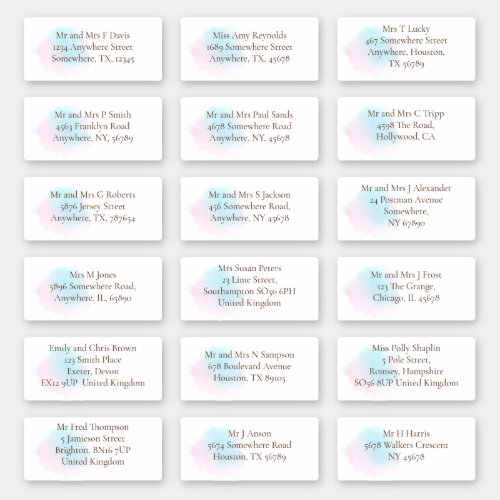 Whimsical Pastel Guests Individual Names Addresses Sticker