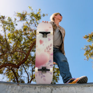 Whimsical Pastel Hearts Romantic Floral Love Skateboard
