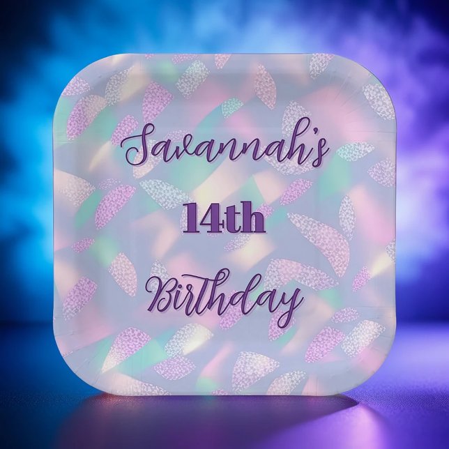 Whimsical Pastel Iridescent Birthday Celebration  Paper Plates (Creator Uploaded)