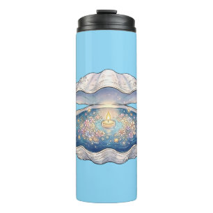 Whimsical Pastel Oyster Shell Magic Candle Thermal Tumbler