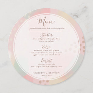 Whimsical Pastel Pink Modern Art Wedding Menu