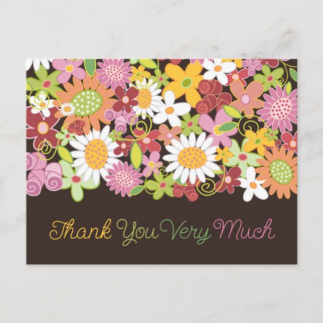 Whimsical Pastel Pink Spring Flowers Garden Chic Postcard (Front)