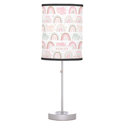 Whimsical Pastel Rainbow Pattern Table Lamp