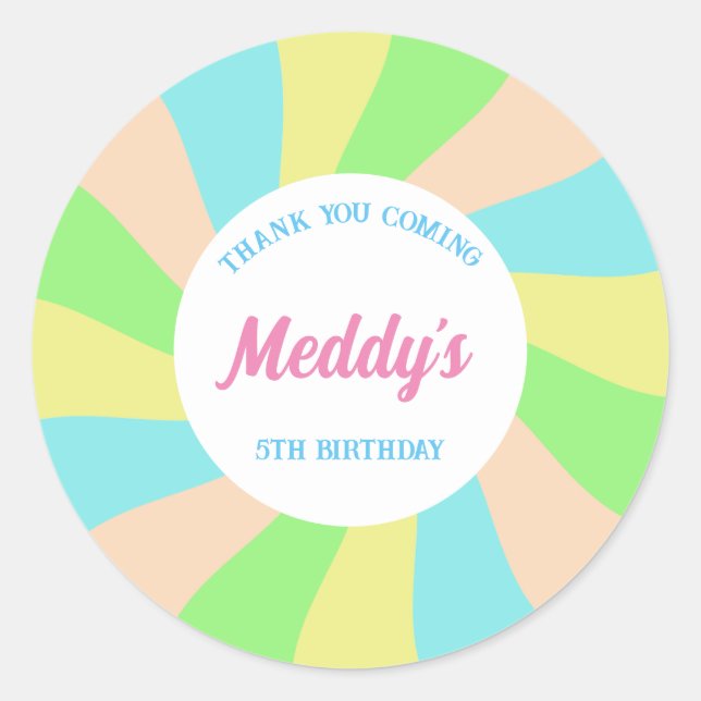 Whimsical pastel retro kid's custom classic round sticker (Front)