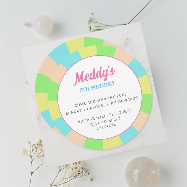 Whimsical pastel retro kid's custom photo  invitation (Creator Uploaded)
