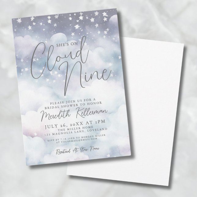 Whimsical Pastel She's On Cloud Nine Bridal Shower Invitation (Whimsical Pastel She's On Cloud Nine Bridal Shower Invitation)