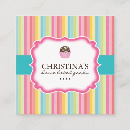 Whimsical Pastel Stripes Cake Ball Business Cards
