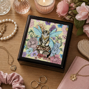 Whimsical Pastel Tabby Fairy Cat Floral Fantasy Gift Box