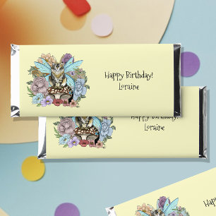 Whimsical Pastel Tabby Fairy Cat Floral Fantasy Hershey Bar Favors