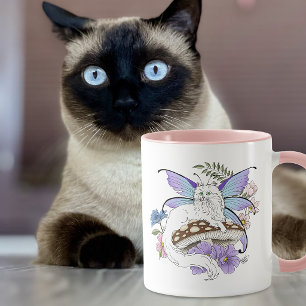 Whimsical Pastel Tabby Fairy Cat Floral Fantasy Mug