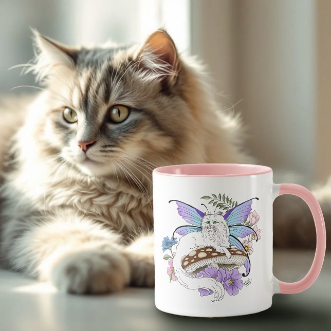 Whimsical Pastel Tabby Fairy Cat Floral Fantasy  Mug (Creator Uploaded)