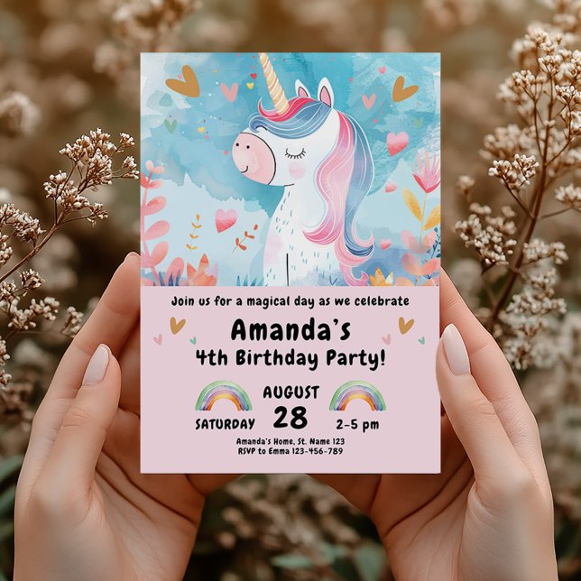 Whimsical Pastel Unicorn Birthday Invitation (Creator Uploaded)