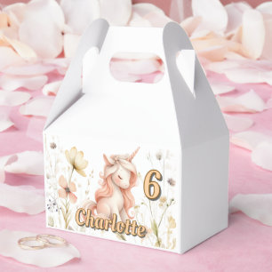 Whimsical pastel unicorn wildflower birthday favor boxes