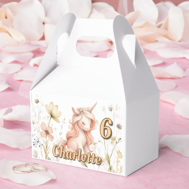 Whimsical pastel unicorn wildflower birthday favor boxes (Wedding)