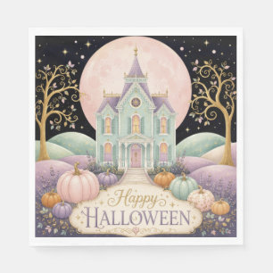 Whimsical Pastel Victorian Haunted House Halloween Napkins