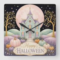 Whimsical Pastel Victorian Haunted House Halloween