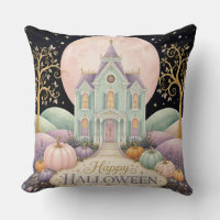 Whimsical Pastel Victorian Haunted House Halloween
