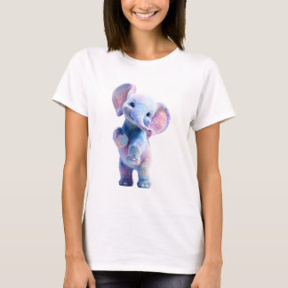 Whimsical Pastel Watercolor Baby Elephant Women T-Shirt