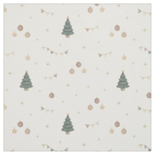 Whimsical Pastel Watercolor Christmas Tree Festive Fabric