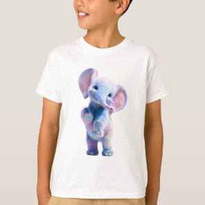 Whimsical Pastel Watercolor Galaxy Elephant Kids T-Shirt