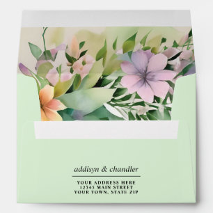 Whimsical Pastel Watercolor Wildflower Wedding Envelope