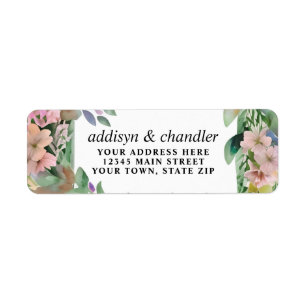 Whimsical Pastel Watercolor Wildflower Wedding Label