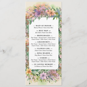 Whimsical Pastel Watercolor Wildflower Wedding Program