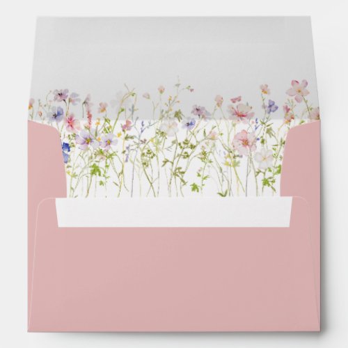 Whimsical Pastel Wildflower Blush Pink Envelope