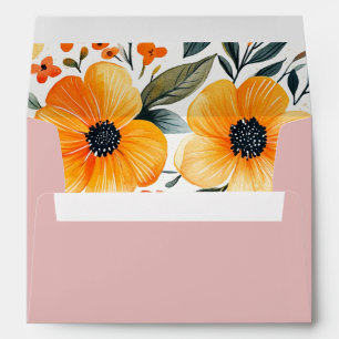 Whimsical Pastel Wildflower Blush Pink Envelope