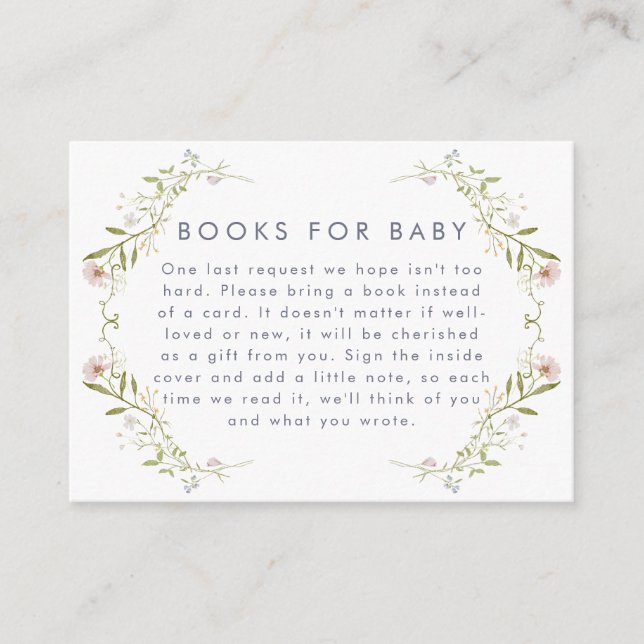 Whimsical Pastel Wildflower Books for Baby Enclosure Card (Front)