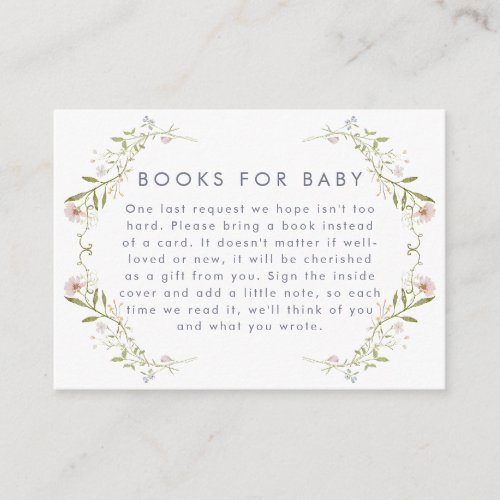 Whimsical Pastel Wildflower Books for Baby Enclosure Card
