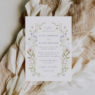 Whimsical Pastel Wildflower Frame Wedding Invitation