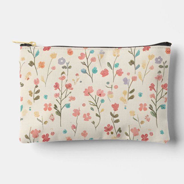 Whimsical Pastel Wildflower Meadow Accessory Pouch (Front)