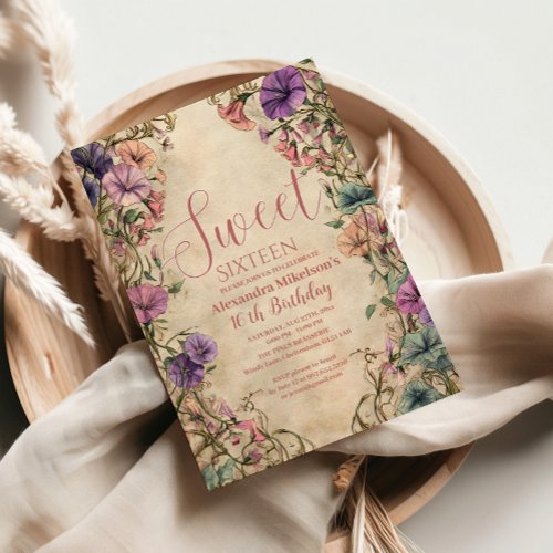 Whimsical Pastel Wildflower Sweet 16 Invitation