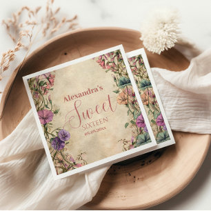 Whimsical Pastel Wildflower Sweet 16 Napkins