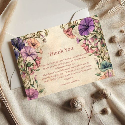 Whimsical Pastel Wildflower Sweet 16 Thank You Card