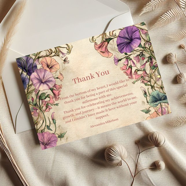 Whimsical Pastel Wildflower Sweet 16 Thank You Card (Creator Uploaded)