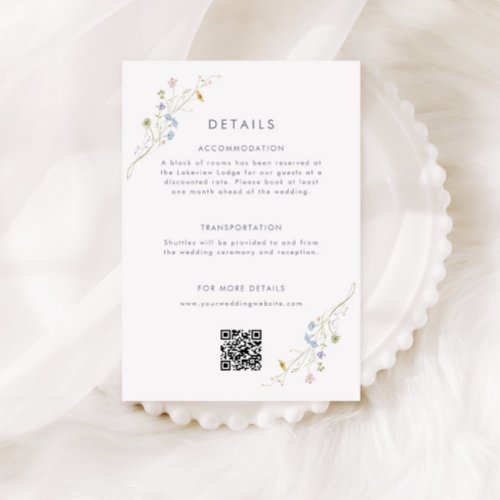 Whimsical Pastel Wildflower Wedding Details Enclosure Card