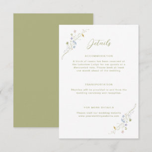 Whimsical Pastel Wildflower Wedding Details Enclosure Card