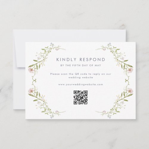 Whimsical Pastel Wildflower Wedding RSVP Card